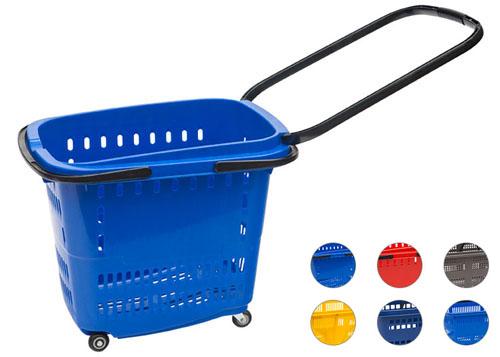 plastic shopping basket with wheels TBWL55