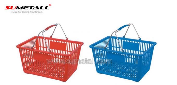 Metal Handle Supermarket Plastic Basket 