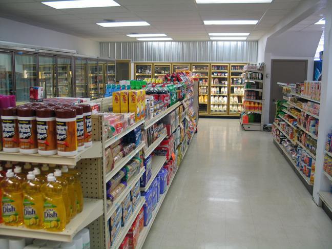 Plain Back Panel Double Sided Gondola Shelving For Supermarket / Grocery Store