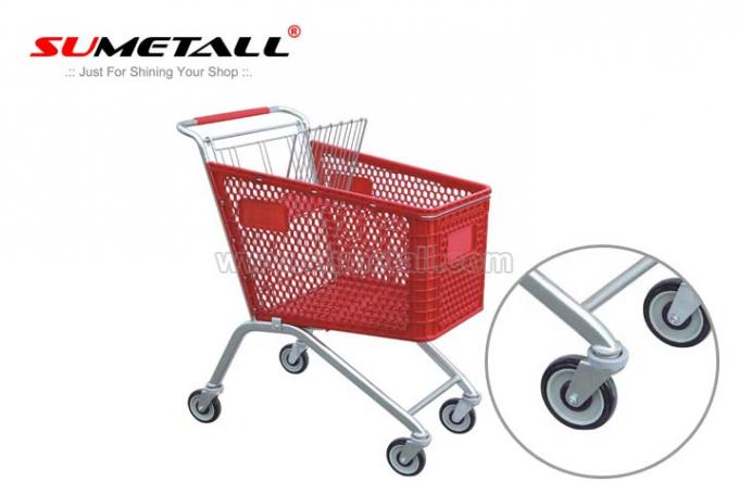 Classic 125L Plastic Shopping Cart With Wheels , Grocery Store Shopping Carts