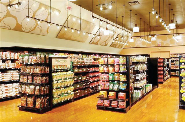 Shop Display Supermarket Gondola Store Shelving With Slat Wall Backing