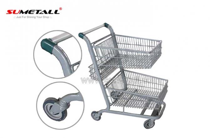 Metal Supermarket Trolley With Double Basket 