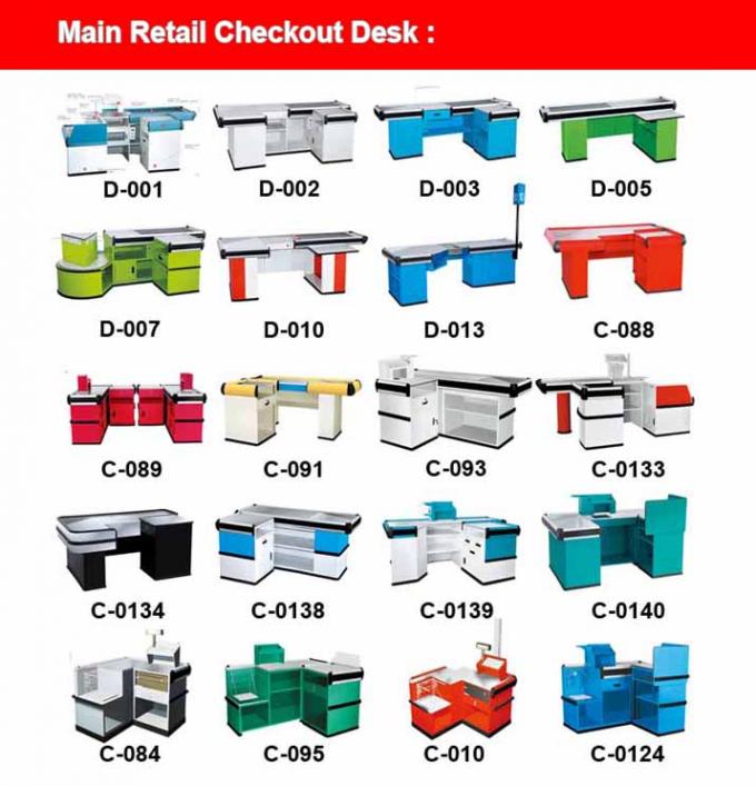 Customized Retail Checkout Counter With Conveyor Belt , Cash Register Table Counter