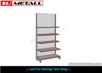 China Supermarket Display Racks With Wire Mesh Back Panel supplier