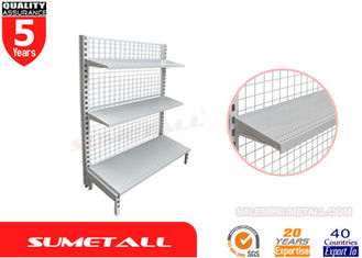 China Single Sided Gondola Shelving With Mesh Grid Back Panel For Pharmacy Store supplier