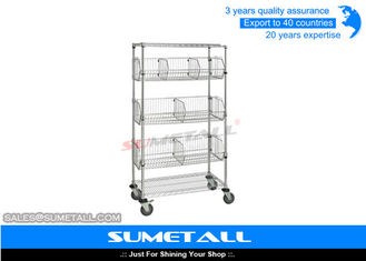 China Industrial Metal Rolling Wire Shelves / Chrome Shelving Racks With Wheels supplier