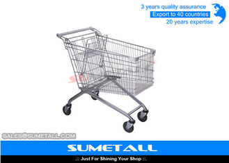 China Rolling Supermarket Shopping Trolley 4 Wheels Metal Grocery Cart Customized supplier