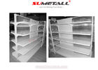 China Metal Drug Store Gondola Retail Display Shelving With Clear PVC Backing Panel factory