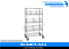 China Industrial Metal Rolling Wire Shelves / Chrome Shelving Racks With Wheels factory