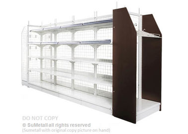 Commercial 4 - 6 Layers Convenient Store Shelving With Light Duty Wire Mesh Backing