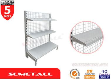 Single Sided Gondola Shelving With Mesh Grid Back Panel For Pharmacy Store