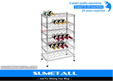 Adjustable 6 Levels Steel Chrome Wire Shelving Rack For Hanging Wine