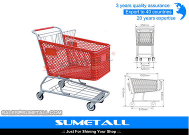 180L Plastic Shopping Trolley Supermarket Shopping Cart With TPR Wheels