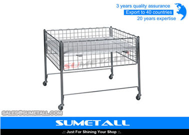 Promotion Wire Storage Baskets With Wheel , Metal Wire Container Storage Cages